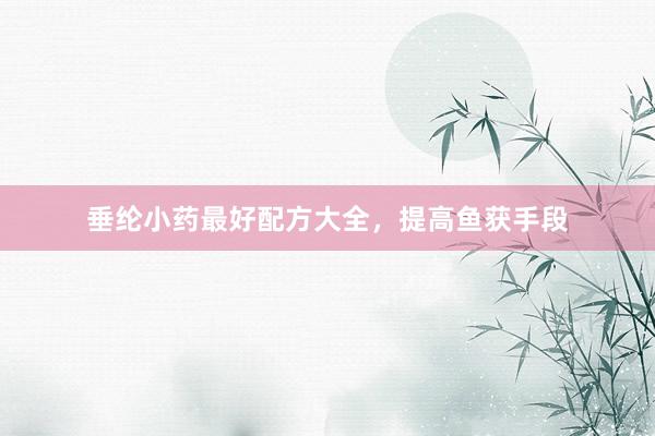 垂纶小药最好配方大全，提高鱼获手段